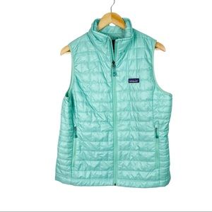Patagonia Womens Nano Puff Vest Green Blue Large